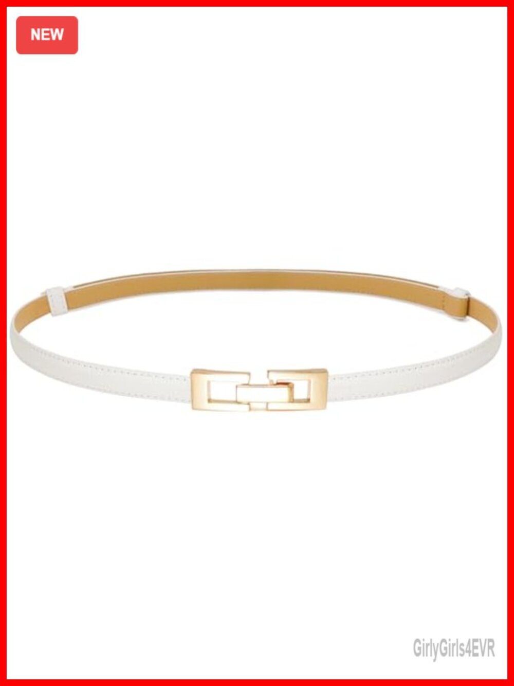 Skinny PU Leather Belt Thin Waist Belt for Dresses Jeans Gold Buckle